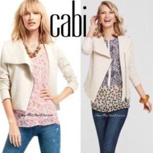‎Cabi Oatmeal Quilted Asymmetrical Zip Moto Jacket